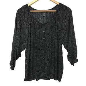 Spense Top Womens Small Black White Polka Dots